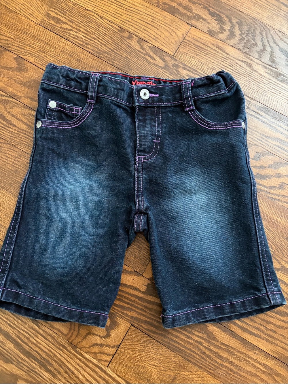 Wrangler Dark Wash Toddler Kids 5T Denim Shorts Faded Front